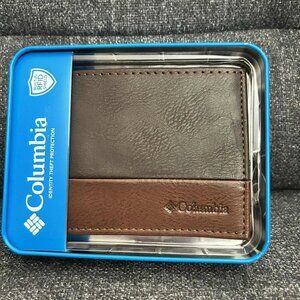 NEW Columbia Mens Bi-fold RFID Leather Wallet Brown #31CP220020